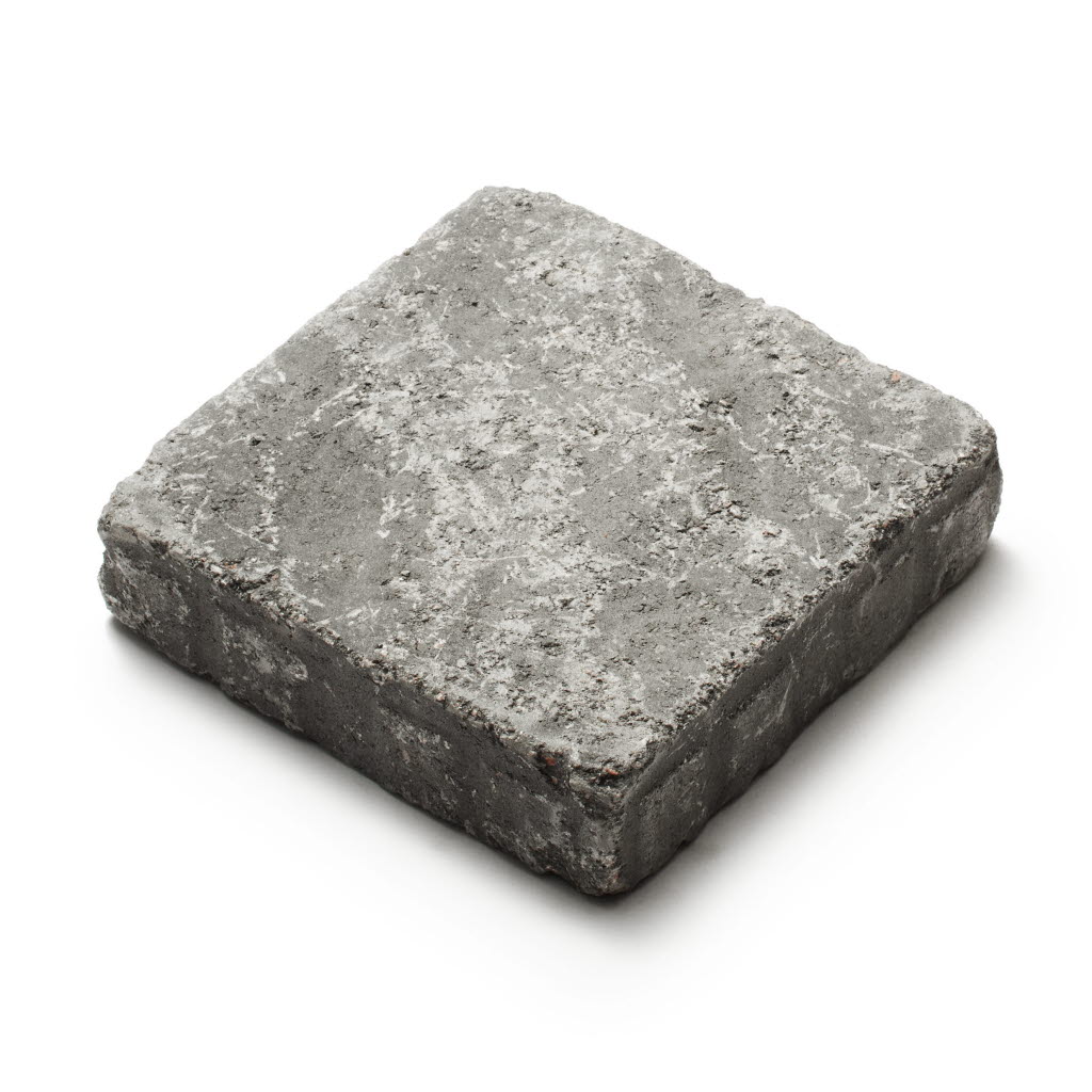 Produktbild av markstenen Rustik struktur i kvadratisk format med måtten 200x200x50mm i färgen grafitmix