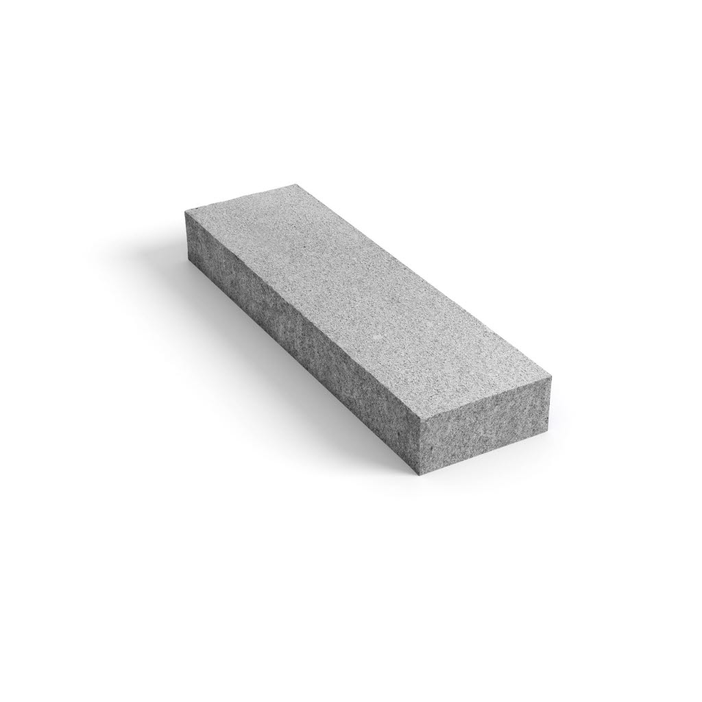 Produktbild på blocksteg i granit med måtten 1200x350x1500 mm i färgen Porto grå.